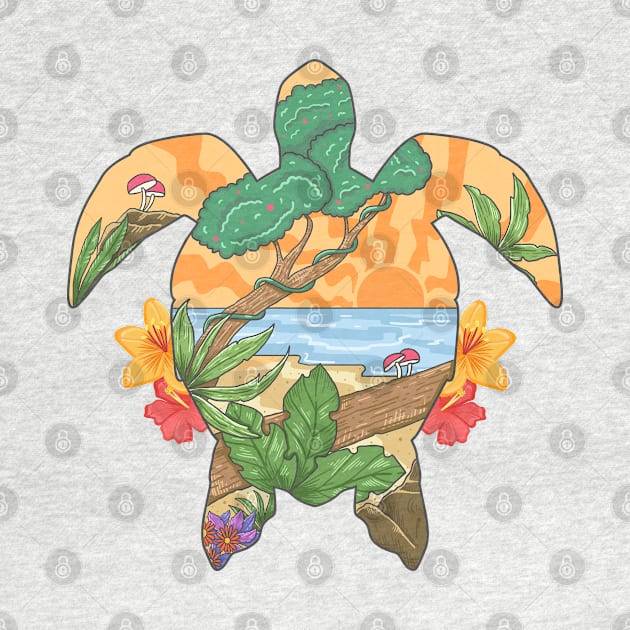 Turtle Summer Beach Paradise by Mako Design 